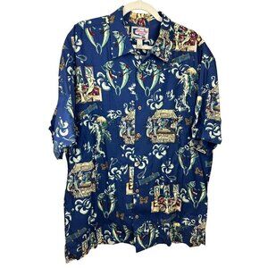 Bluewater Rat Pack Jazz Piano Bar‎ Fish Tropical Camp Shirt Hawaiian Mens XL USA